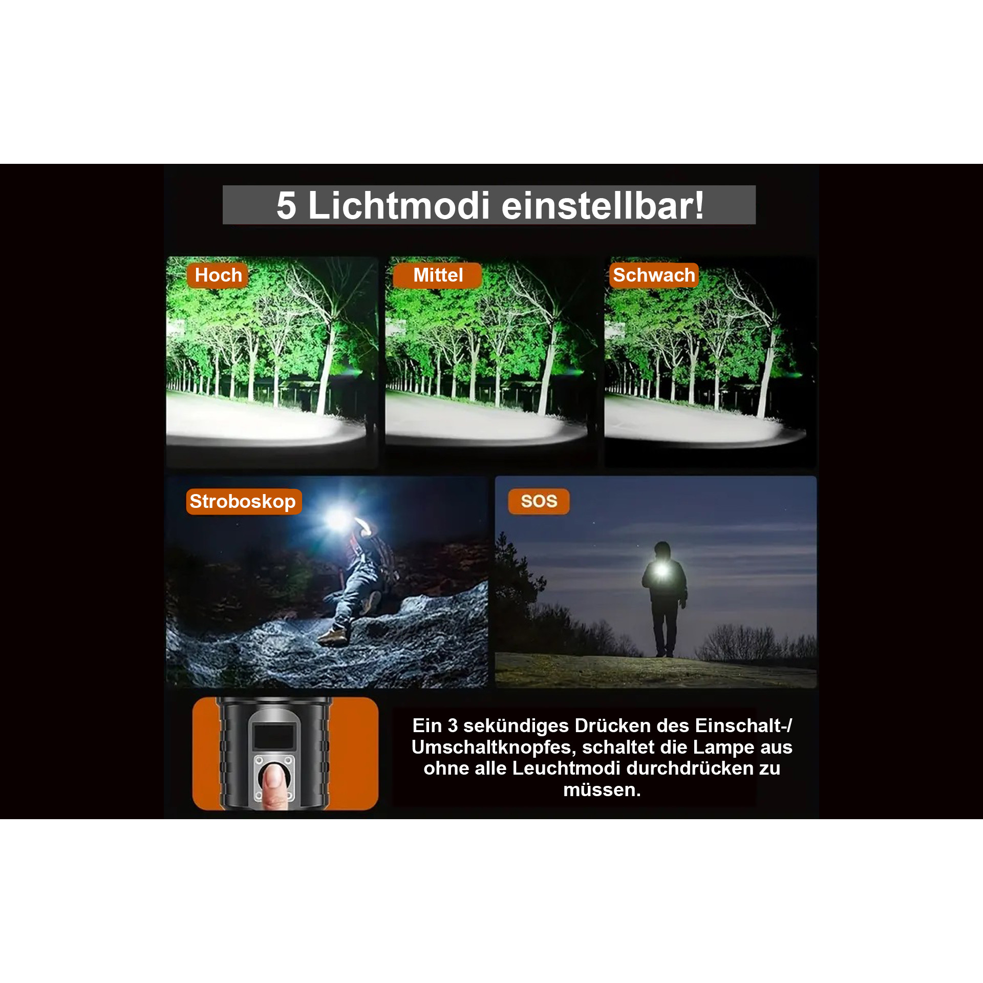 LED Taschenlampe mit XHP70.2 LED Chip – Ansicht 3