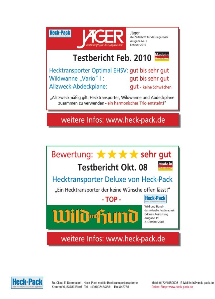 Titelseite JÄGER – JÄGER-Sonderdruck: Praxistest HECK-PACK