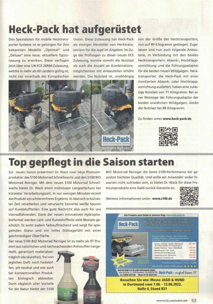 Titelseite Quadwelt – Quadwelt 03/2022: Testbericht HECK-PACK