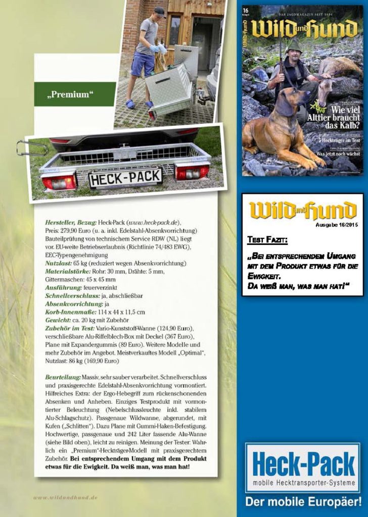 Titelseite WILD und HUND – WILD und HUND 16/2015: HECK-PACK im Magazin