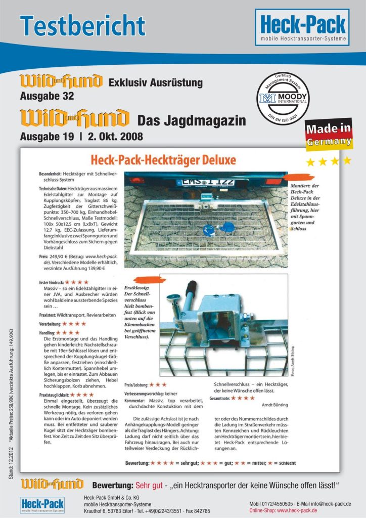 Titelseite WILD und HUND – WILD und HUND: Testbericht HECK-PACK